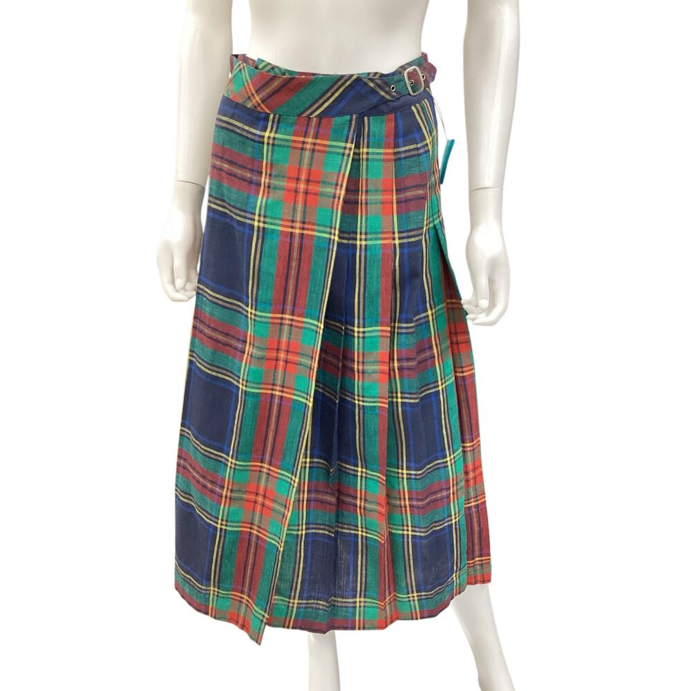 Vintage Chaus Skirt Women’s Size 10 Plaid Pattern Poly/ Rayon/Linen Multicolor